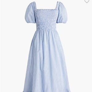 J. Crew striped puff-sleeve midi dress